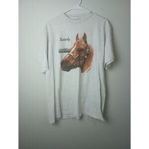 Turtex Short Sleeve Gray T-shirt Horse Western 90s Size XL
